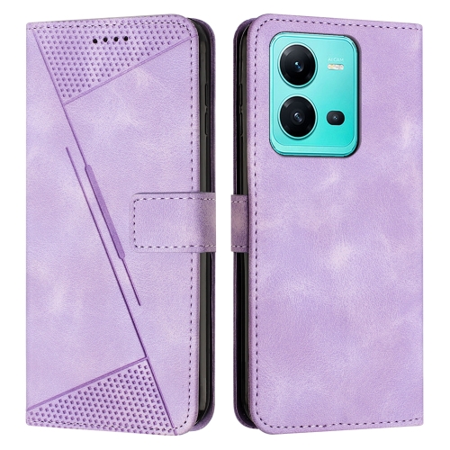 

For vivo V25 Dream Triangle Leather Phone Case with Lanyard(Purple)
