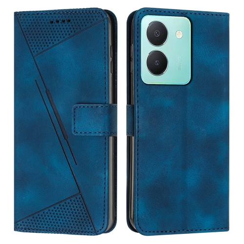 

For vivo Y36 Dream Triangle Leather Phone Case with Lanyard(Blue)