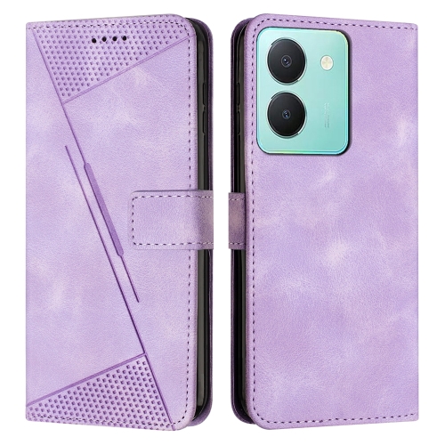 

For vivo Y36 Dream Triangle Leather Phone Case with Lanyard(Purple)