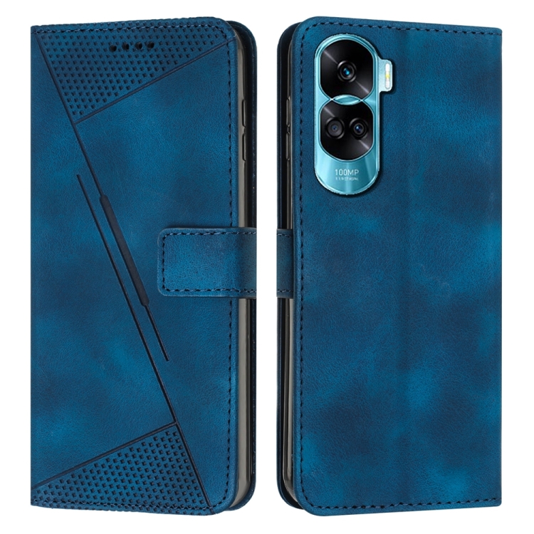 

For Honor 90 Lite Dream Triangle Leather Phone Case with Lanyard(Blue)