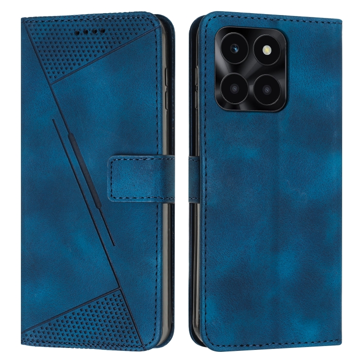 

For Honor X6a Dream Triangle Leather Phone Case with Lanyard(Blue)