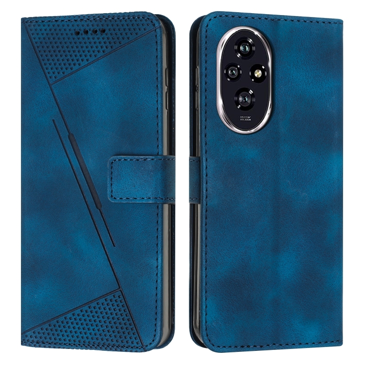 

For Honor 200 Dream Triangle Leather Phone Case with Lanyard(Blue)