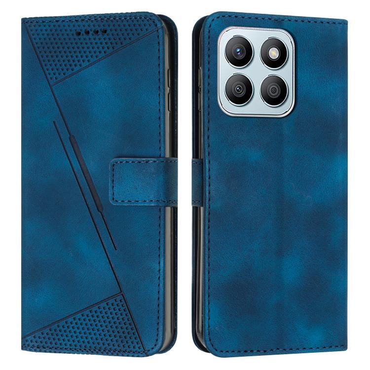 

For Honor X8c 4G Dream Triangle Leather Phone Case with Lanyard(Blue)
