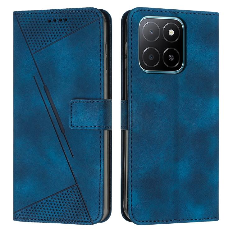 

For Honor X6c 4G Dream Triangle Leather Phone Case with Lanyard(Blue)