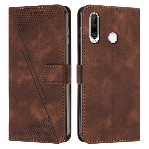

For Huawei P30 Lite Dream Triangle Leather Phone Case with Lanyard(Brown)