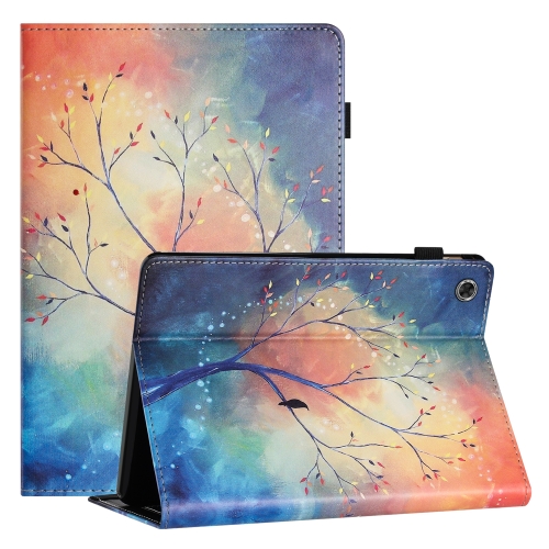 

For Samsung Galaxy Tab A9+ Sewing Litchi Texture Smart Leather Tablet Case(Oil Painting Tree)