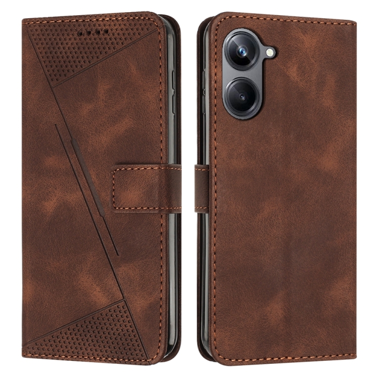 

For Realme 10 Pro 5G Dream Triangle Leather Phone Case with Lanyard(Brown)