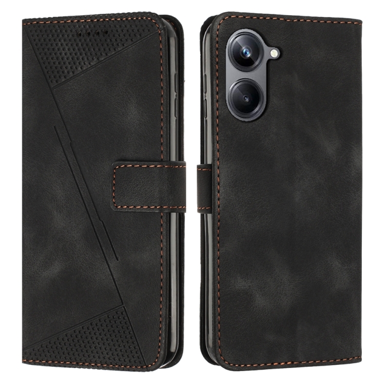

For Realme 10 Pro 5G Dream Triangle Leather Phone Case with Lanyard(Black)