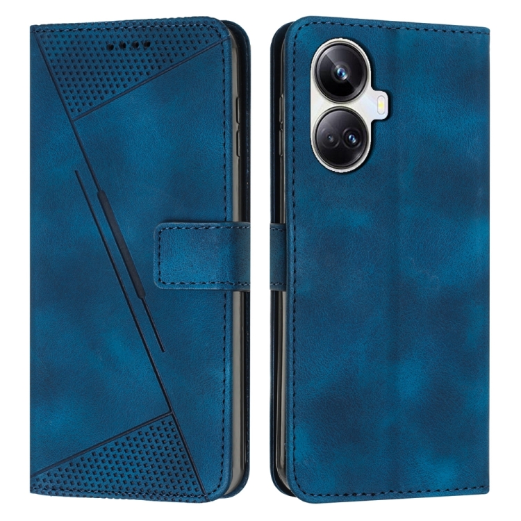 

For Realme 10 Pro+ Dream Triangle Leather Phone Case with Lanyard(Blue)