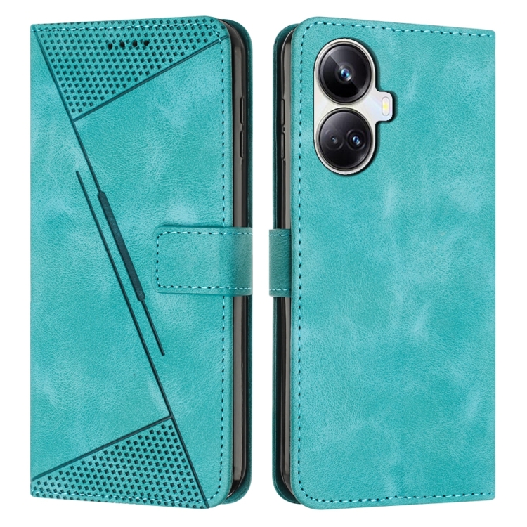 

For Realme 10 Pro+ Dream Triangle Leather Phone Case with Lanyard(Green)
