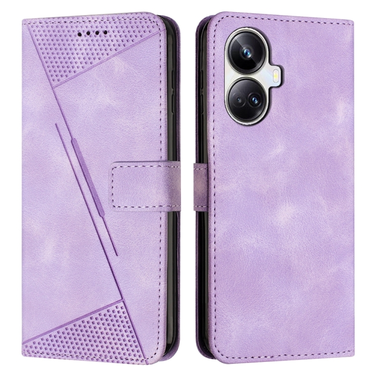 

For Realme 10 Pro+ Dream Triangle Leather Phone Case with Lanyard(Purple)
