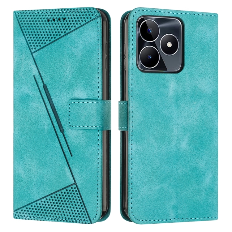 

For Realme C53 Dream Triangle Leather Phone Case with Lanyard(Green)