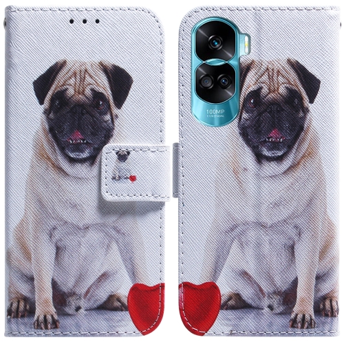 

For Honor 90 Lite Coloured Drawing Flip Leather Phone Case(Pug)