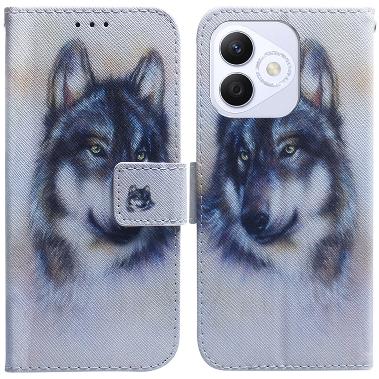 

For Honor X60i Coloured Drawing Flip Leather Phone Case(White Wolf)