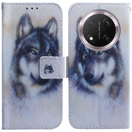 

For Honor X9c Coloured Drawing Flip Leather Phone Case(White Wolf)