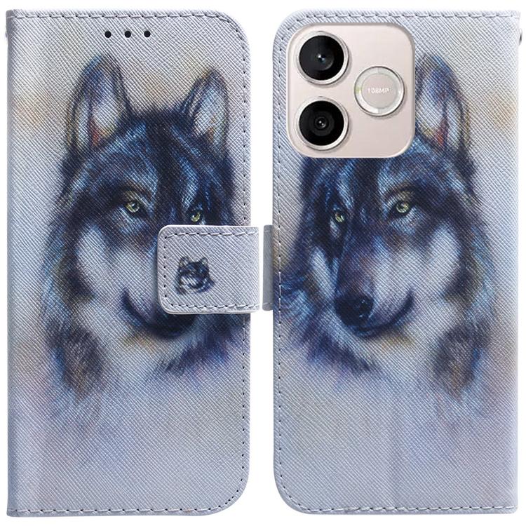 

For Honor 600 Lite Global Coloured Drawing Flip Leather Phone Case(White Wolf)