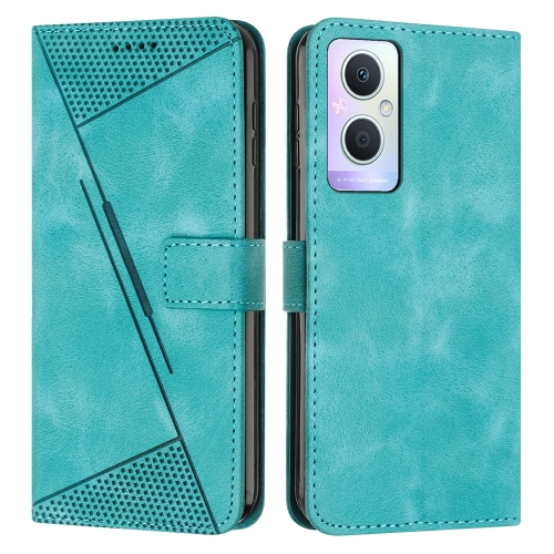 

For OPPO A96 5G Dream Triangle Leather Phone Case with Lanyard(Green)