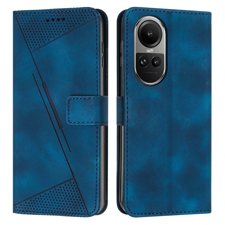 

For OPPO Reno10 5G / Reno10 Pro 5G Global Dream Triangle Leather Phone Case with Lanyard(Blue)