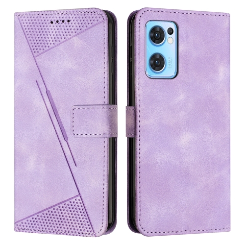 

For OPPO Reno7 5G Dream Triangle Leather Phone Case with Lanyard(Purple)
