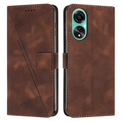 For OPPO A78 4G Dream Triangle Leather Phone Case with Lanyard(Brown)