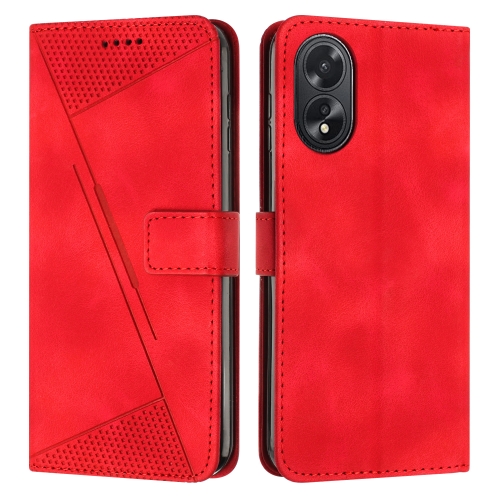 

For OPPO A38 Dream Triangle Leather Phone Case with Lanyard(Red)