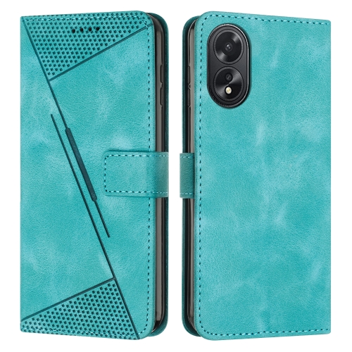 

For OPPO A38 Dream Triangle Leather Phone Case with Lanyard(Green)