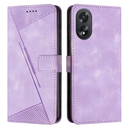 For OPPO A38 Dream Triangle Leather Phone Case with Lanyard(Purple)