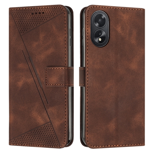 

For OPPO A38 Dream Triangle Leather Phone Case with Lanyard(Brown)