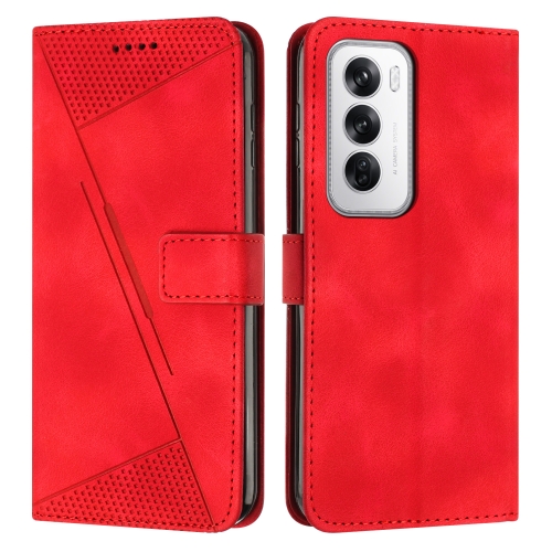 

For OPPO Reno12 5G Global Dream Triangle Leather Phone Case with Lanyard(Red)