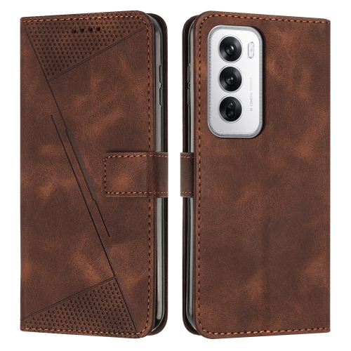 

For OPPO Reno12 5G Global Dream Triangle Leather Phone Case with Lanyard(Brown)