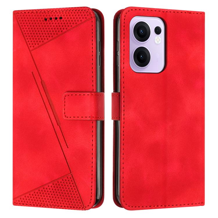 

For OPPO Reno13 F 5G / 4G Dream Triangle Leather Phone Case with Lanyard(Red)