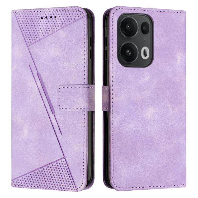 

For OPPO Reno13 Pro Global Dream Triangle Leather Phone Case with Lanyard(Purple)