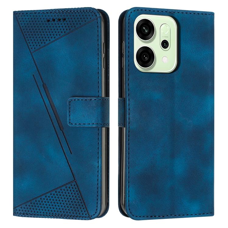 

For OPPO Reno14 Global / Reno14 F 5G Dream Triangle Leather Phone Case with Lanyard(Blue)