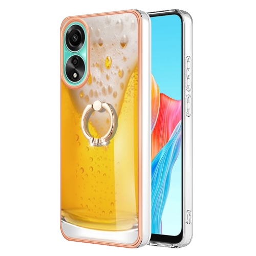 

For OPPO A78 4G Electroplating Dual-side IMD Phone Case with Ring Holder(Draft Beer)