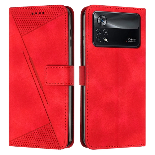 

For Xiaomi Poco X4 Pro 5G Dream Triangle Leather Phone Case with Lanyard(Red)