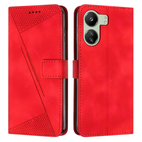 

For Xiaomi Redmi 13C Dream Triangle Leather Phone Case with Lanyard(Red)