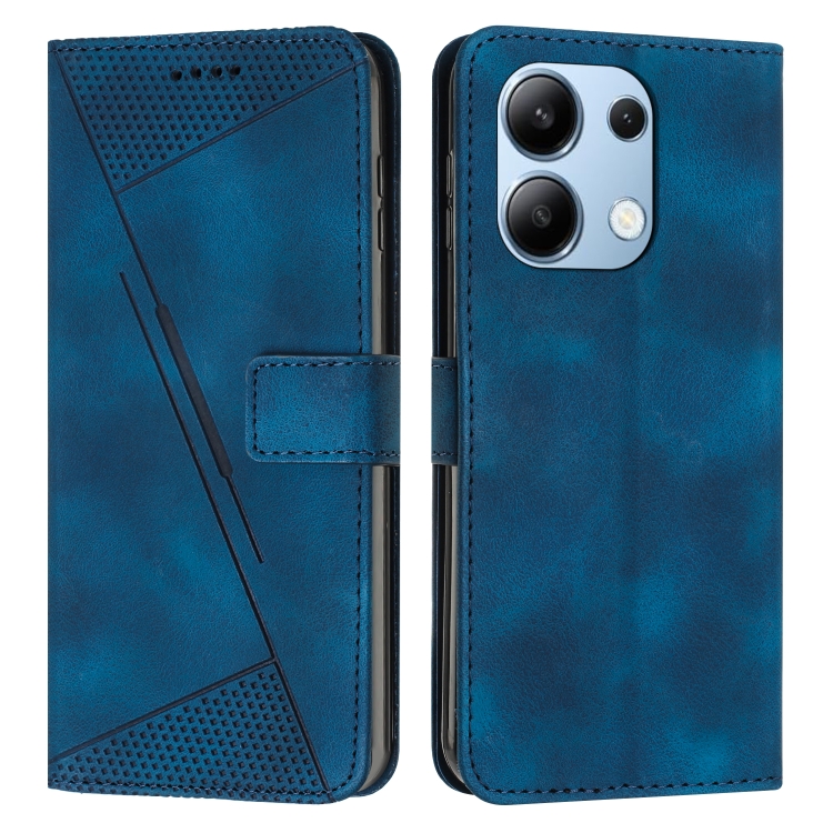 

For Xiaomi Redmi Note 13 4G Global Dream Triangle Leather Phone Case with Lanyard(Blue)