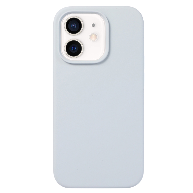 

For iPhone 12 mini Liquid Silicone Phone Case(Blue Grey)