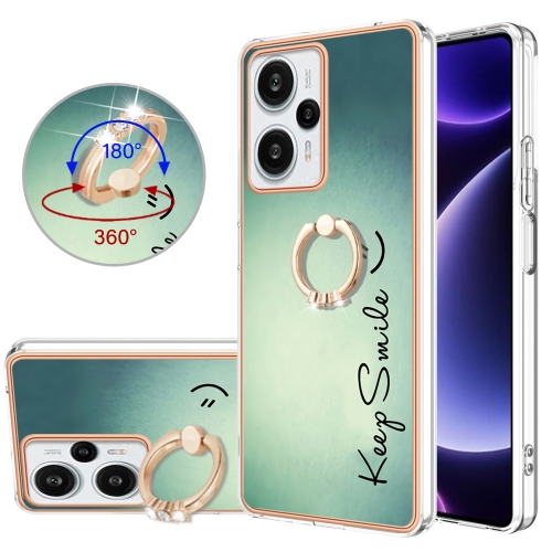 

For Xiaomi Poco F5 / Redmi Note 12 Turbo Electroplating Dual-side IMD Phone Case with Ring Holder(Smile)