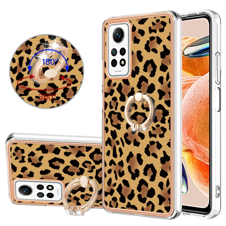 

For Xiaomi Redmi Note 12 Pro 4G Global Electroplating Dual-side IMD Phone Case with Ring Holder(Leopard Print)