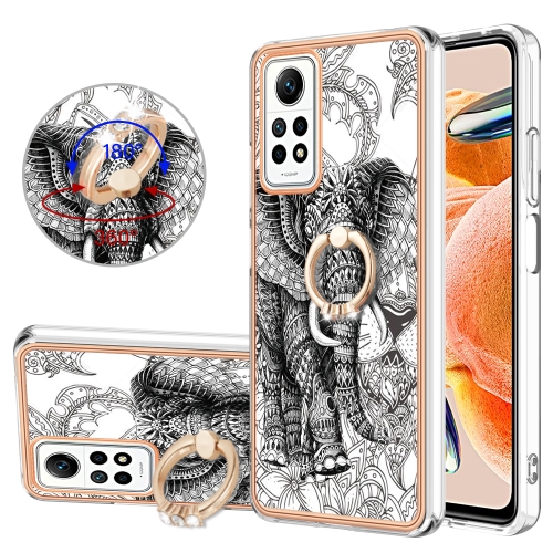 

For Xiaomi Redmi Note 12 Pro 4G Global Electroplating Dual-side IMD Phone Case with Ring Holder(Totem Elephant)