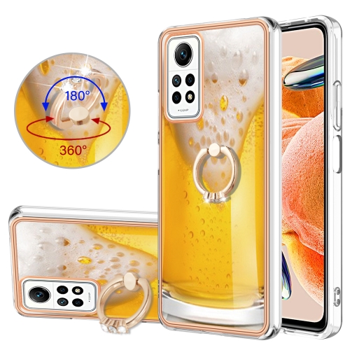 

For Xiaomi Redmi Note 12 Pro 4G Global Electroplating Dual-side IMD Phone Case with Ring Holder(Draft Beer)