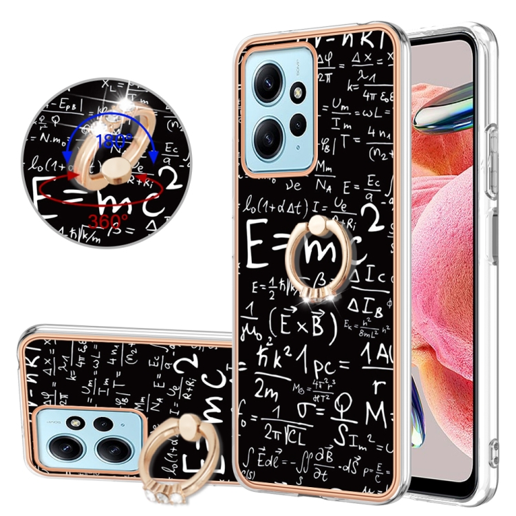 

For Xiaomi Redmi Note 12 4G Electroplating Dual-side IMD Phone Case with Ring Holder(Equation)