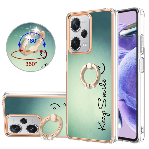 

For Xiaomi Redmi Note 12 Pro+ Global Electroplating Dual-side IMD Phone Case with Ring Holder(Smile)