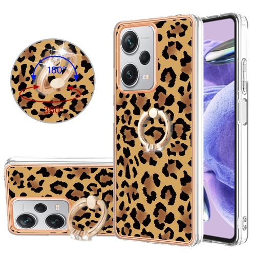 

For Xiaomi Redmi Note 12 Pro+ Global Electroplating Dual-side IMD Phone Case with Ring Holder(Leopard Print)