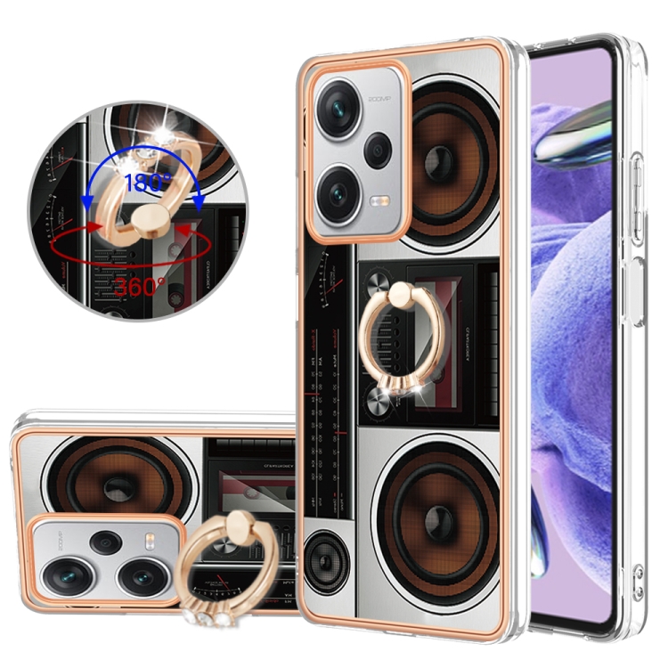 

For Xiaomi Redmi Note 12 Pro+ Global Electroplating Dual-side IMD Phone Case with Ring Holder(Retro Radio)