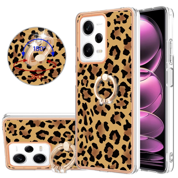 

For Xiaomi Redmi Note 12 Pro 5G Global Electroplating Dual-side IMD Phone Case with Ring Holder(Leopard Print)