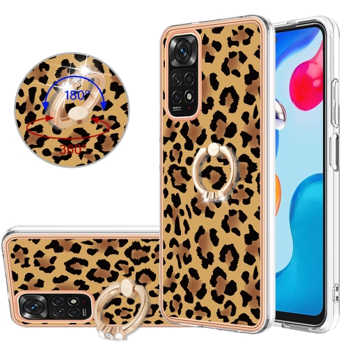 

For Xiaomi Redmi Note 11s / Note 11 4G Electroplating Dual-side IMD Phone Case with Ring Holder(Leopard Print)