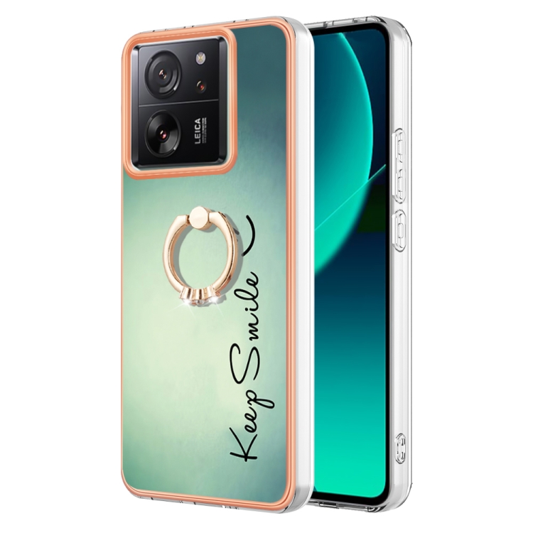 

For Xiaomi 13T / 13T Pro Electroplating Dual-side IMD Phone Case with Ring Holder(Smile)