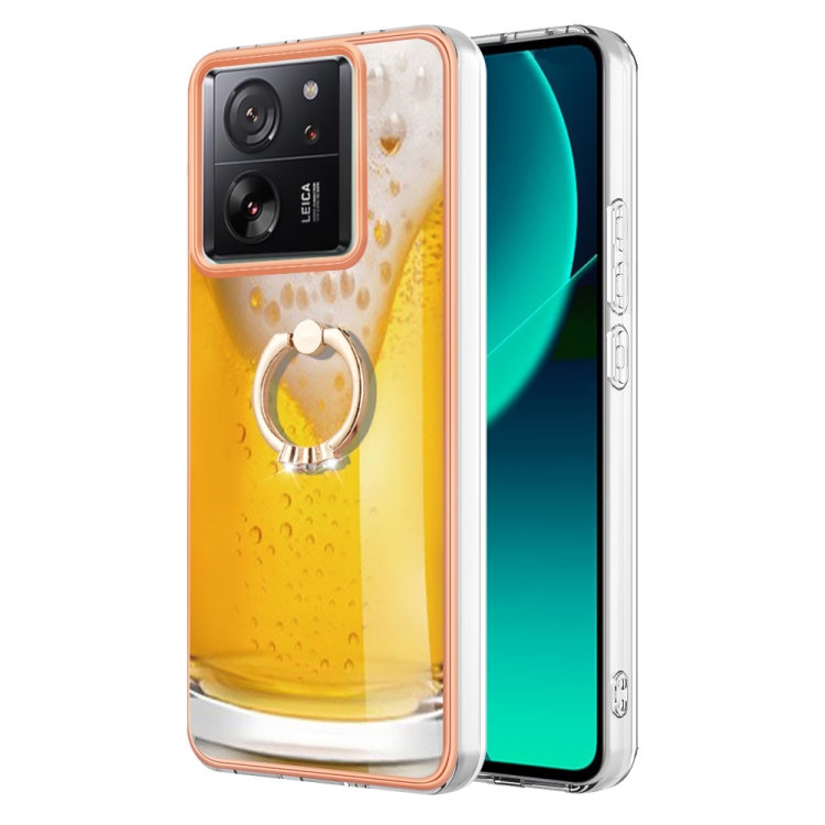 

For Xiaomi 13T / 13T Pro Electroplating Dual-side IMD Phone Case with Ring Holder(Draft Beer)